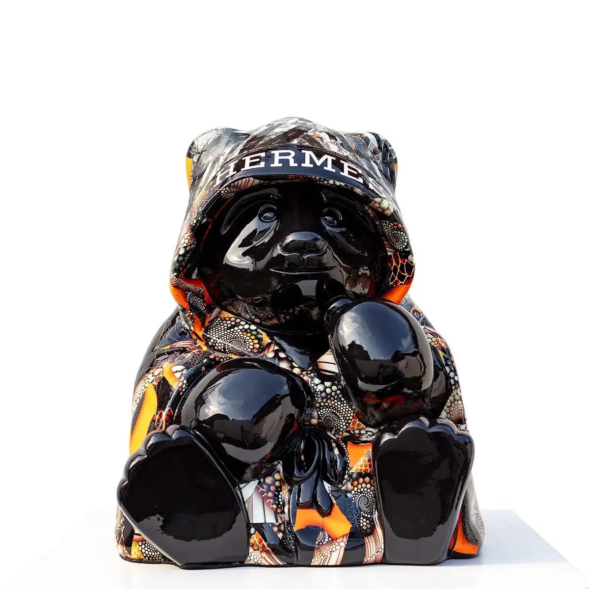 Hermes Boxing Panda (Orange) - Original - SOLD by artist Naor - Wyecliffe Galleries