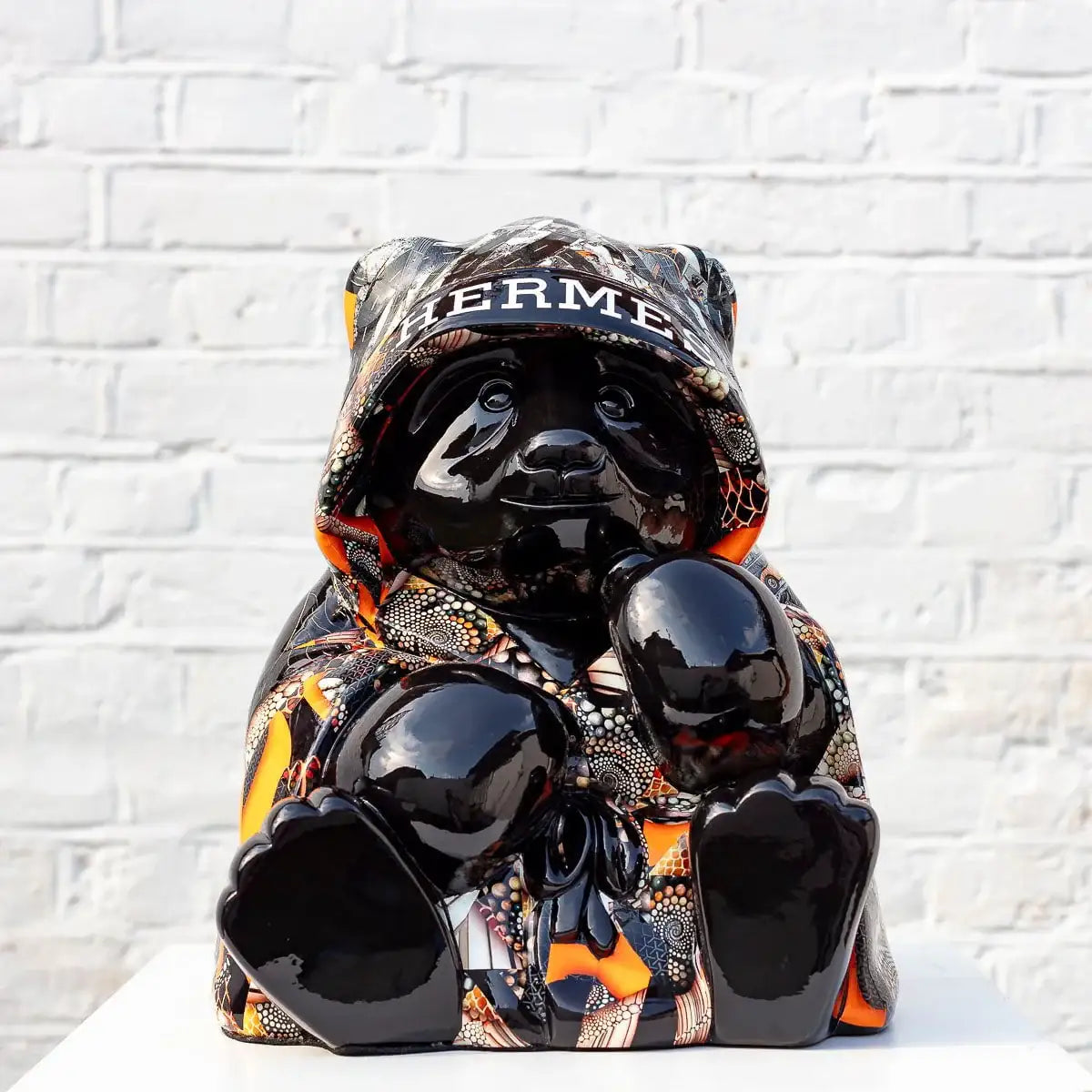 Hermes Boxing Panda (Orange) - Original - SOLD by artist Naor - Wyecliffe Galleries