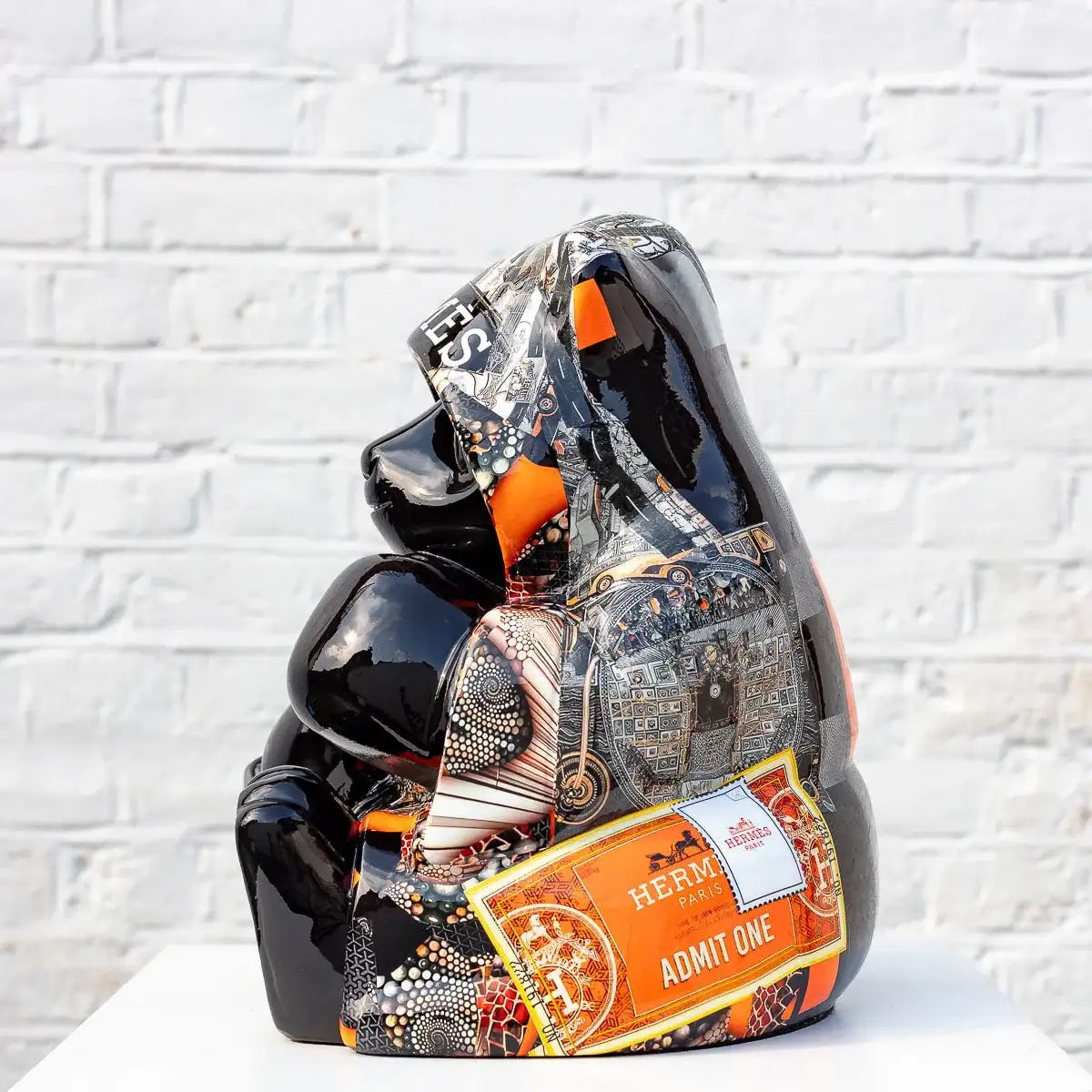 Hermes Boxing Panda (Orange) - Original - SOLD by artist Naor - Wyecliffe Galleries