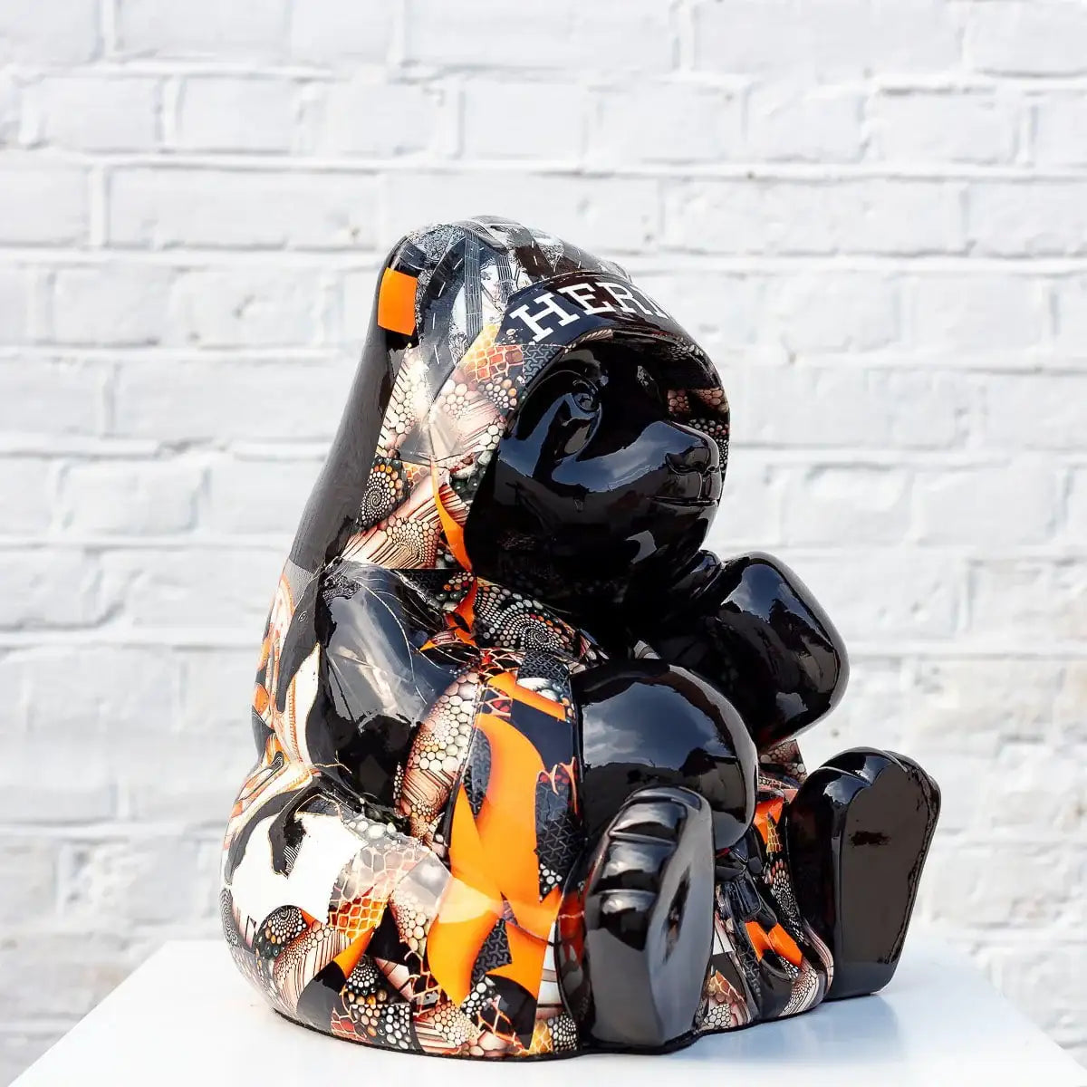 Hermes Boxing Panda (Orange) - Original - SOLD by artist Naor - Wyecliffe Galleries