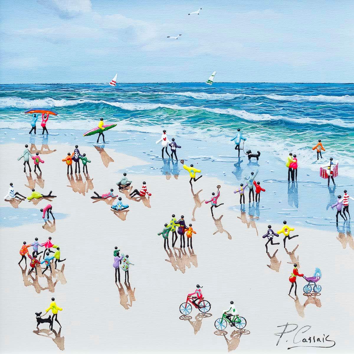 Beach Holiday - Original - SOLD by artist Paola Cassais - Wyecliffe Galleries