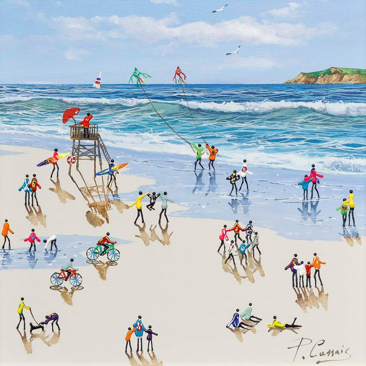 Having Fun At The Beach - Original - SOLD by artist Paola Cassais - Wyecliffe Galleries