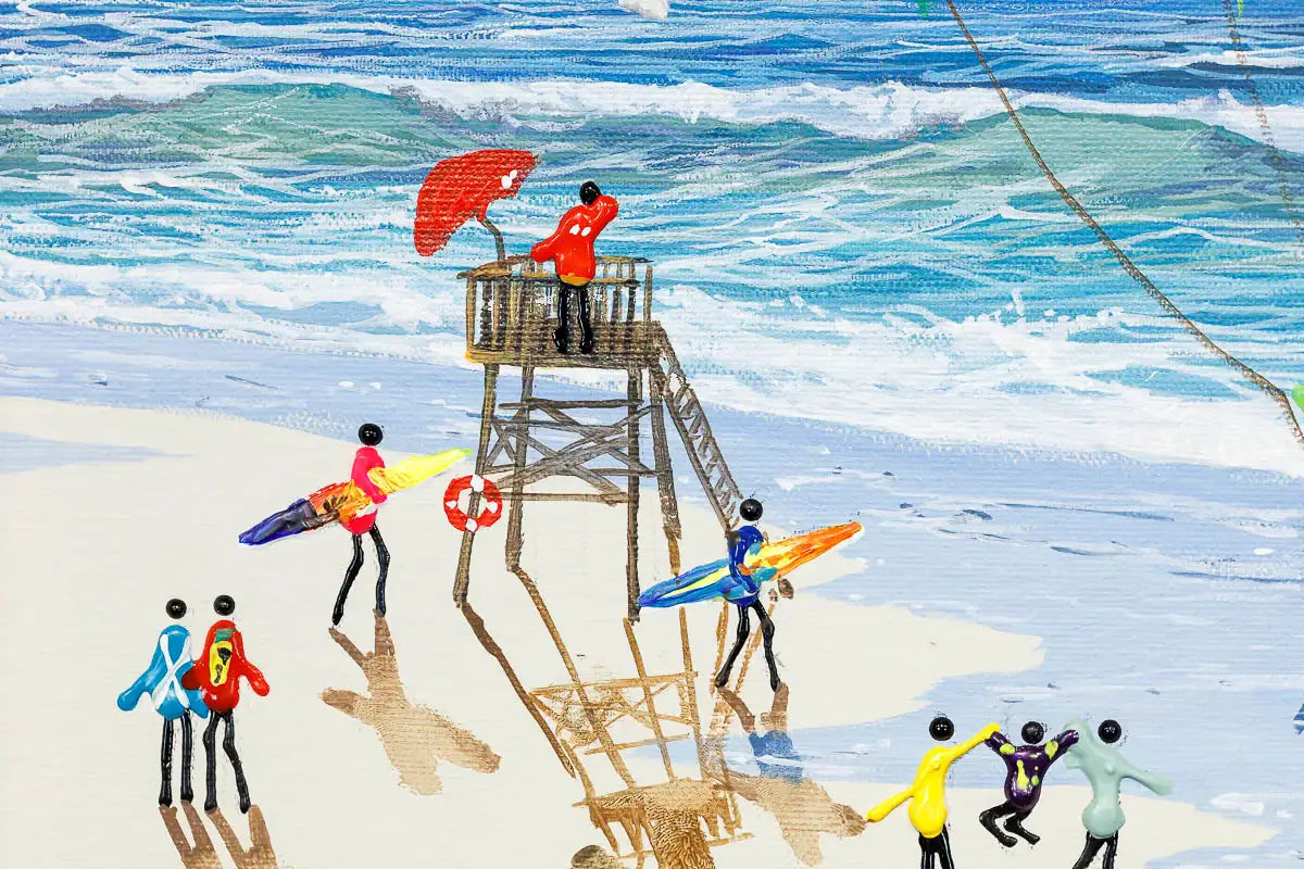 Having Fun At The Beach - Original - SOLD by artist Paola Cassais - Wyecliffe Galleries