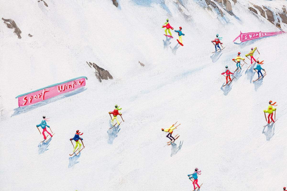 Keep Calm and Ski On - Original - SOLD by artist Paola Cassais - Wyecliffe Galleries