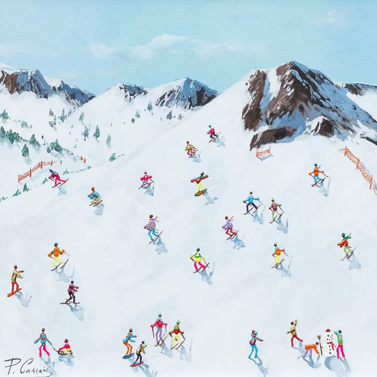 Ski Day - Original - SOLD by artist Paola Cassais - Wyecliffe Galleries