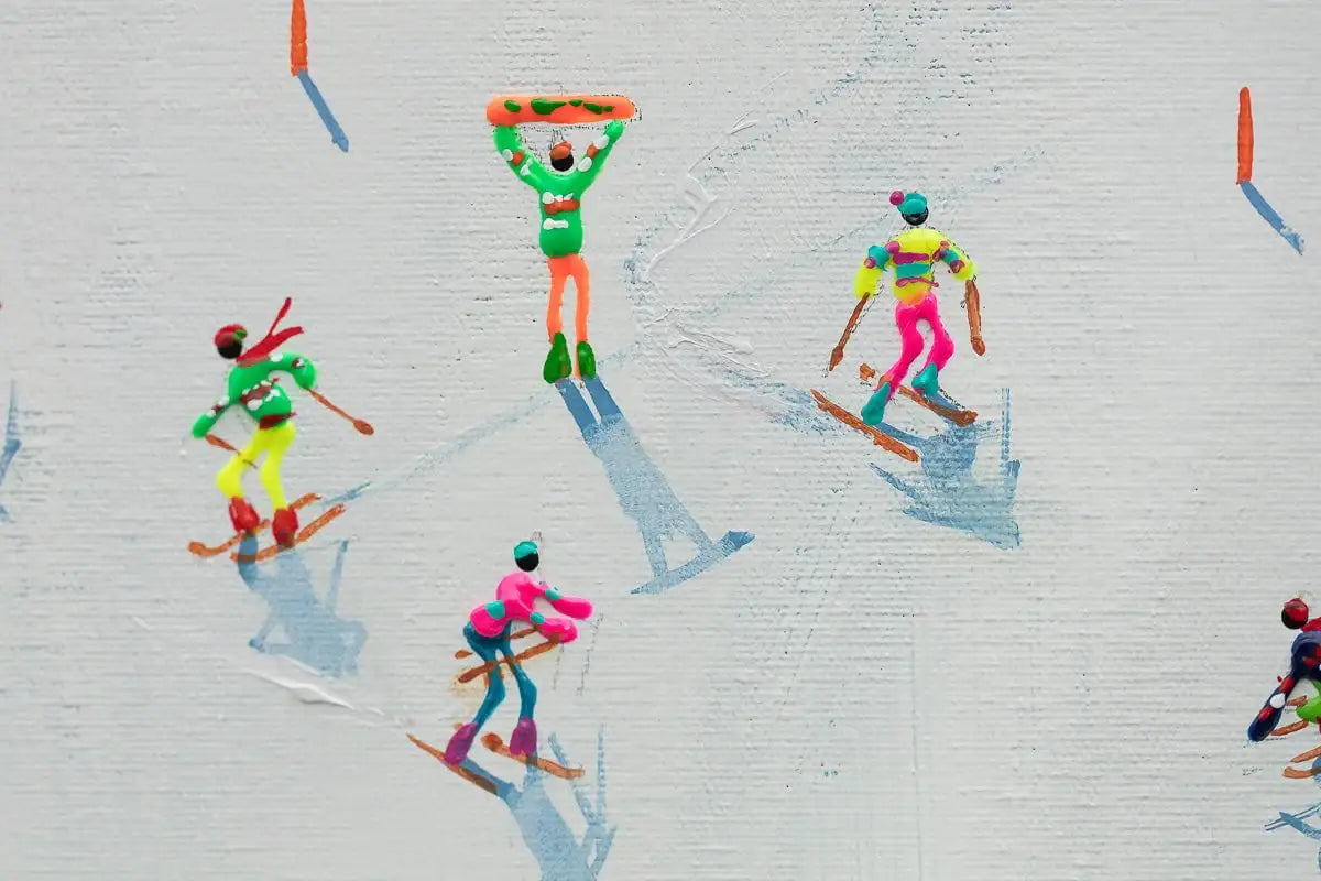 Skiing Is My Happy Place - Original by artist Paola Cassais - Wyecliffe Galleries