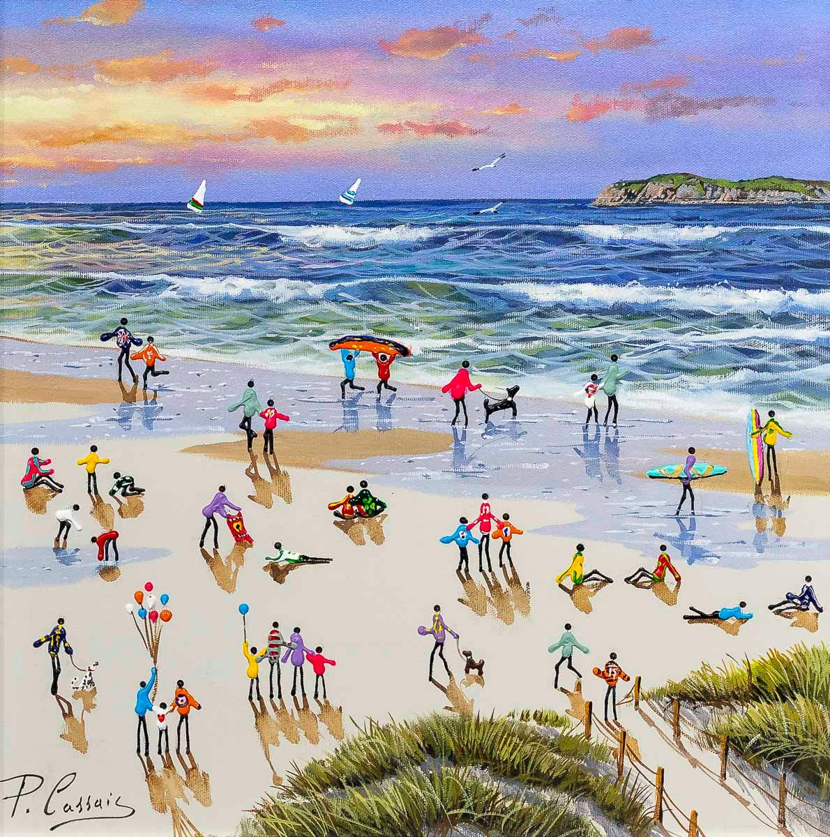 Summer Surfing - Original - SOLD by artist Paola Cassais - Wyecliffe Galleries