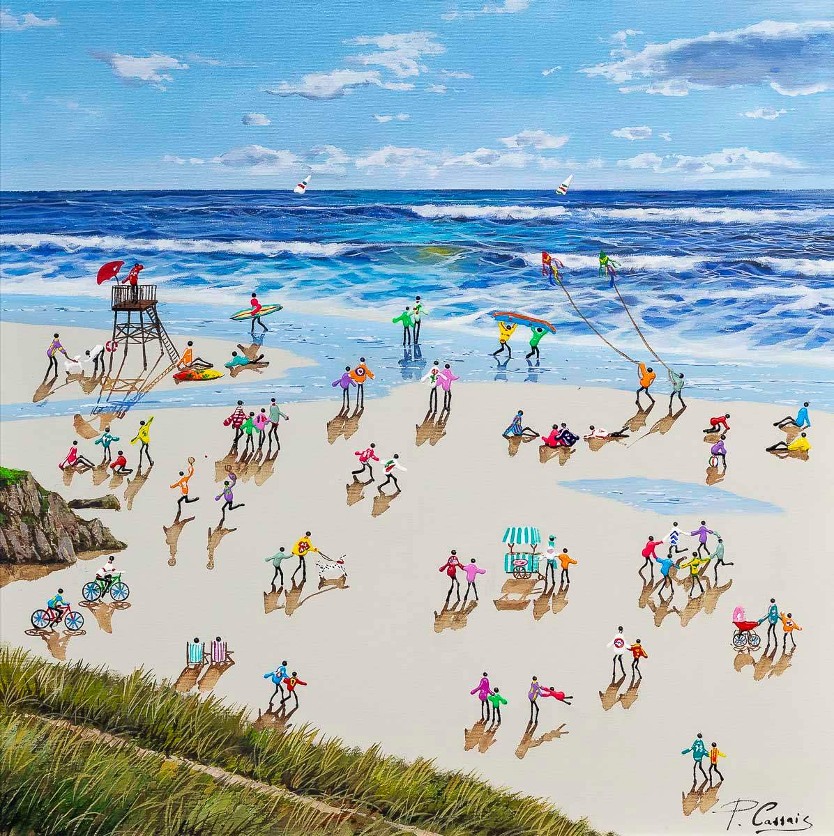 Surfing The Waves - Original - SOLD by artist Paola Cassais - Wyecliffe Galleries