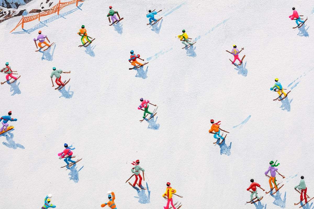 The Ski's The Limit - Original - SOLD by artist Paola Cassais - Wyecliffe Galleries