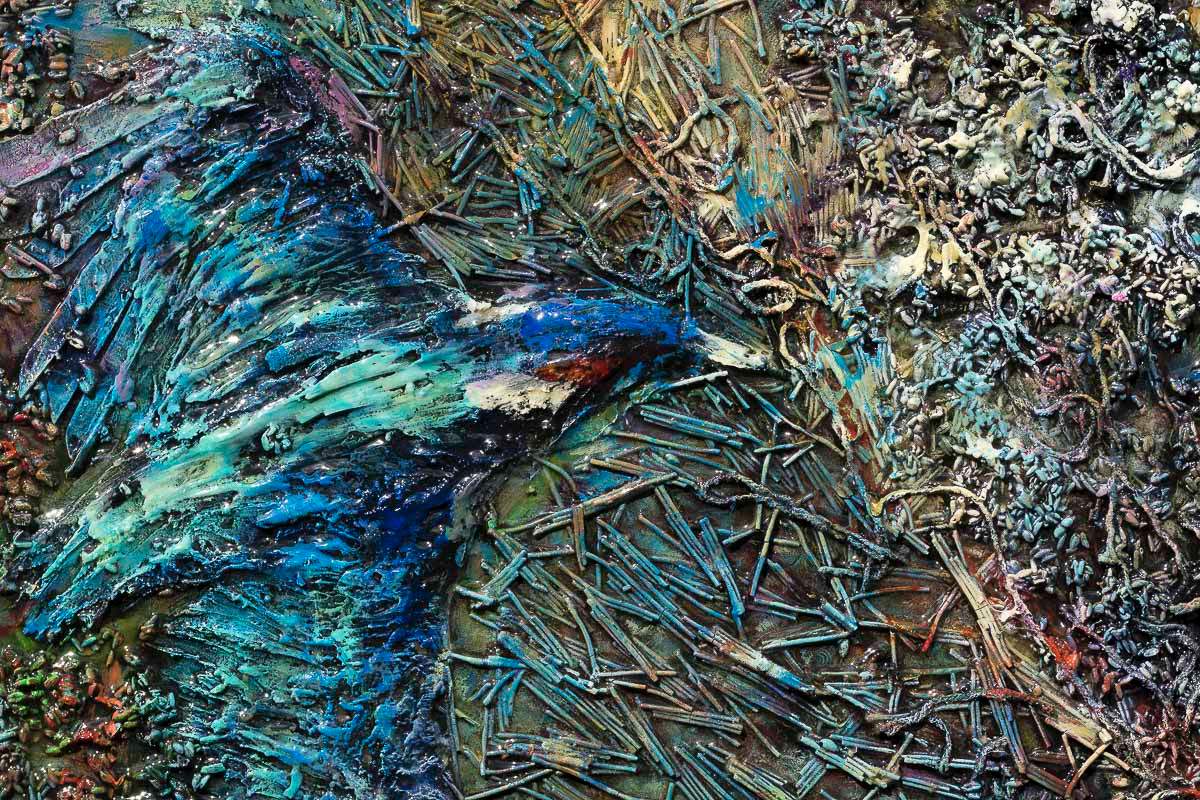 Kingfishers In Flight - Original - SOLD by artist Peter Wood - Wyecliffe Galleries