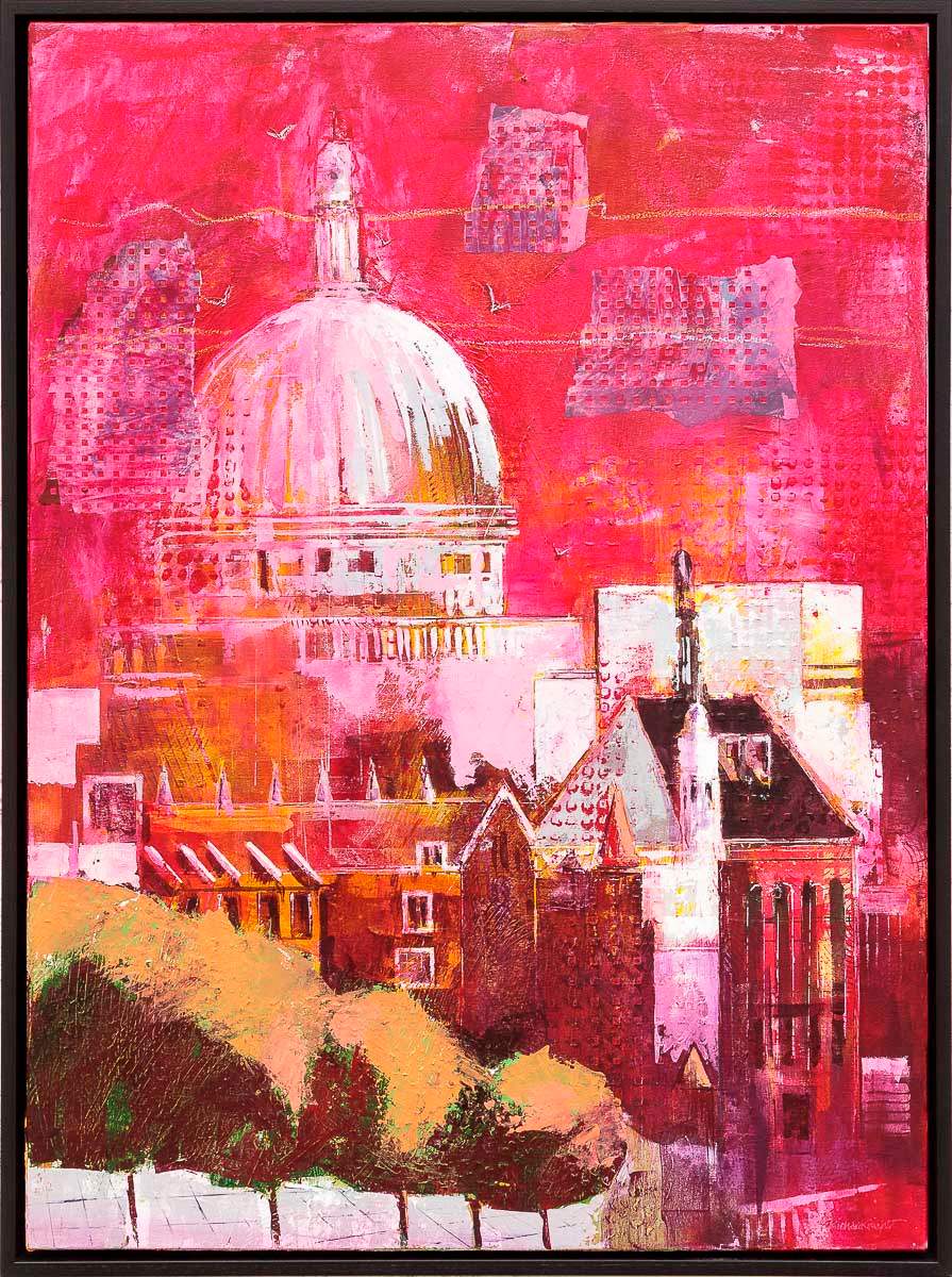 Pink St Paul's - Original - SOLD by artist Richard Knight - Wyecliffe Galleries