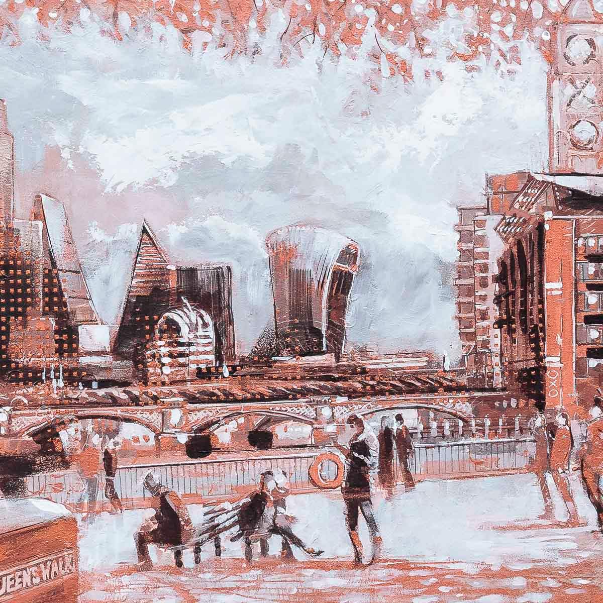 The Queens Walk - Original - SOLD by artist Richard Knight - Wyecliffe Galleries