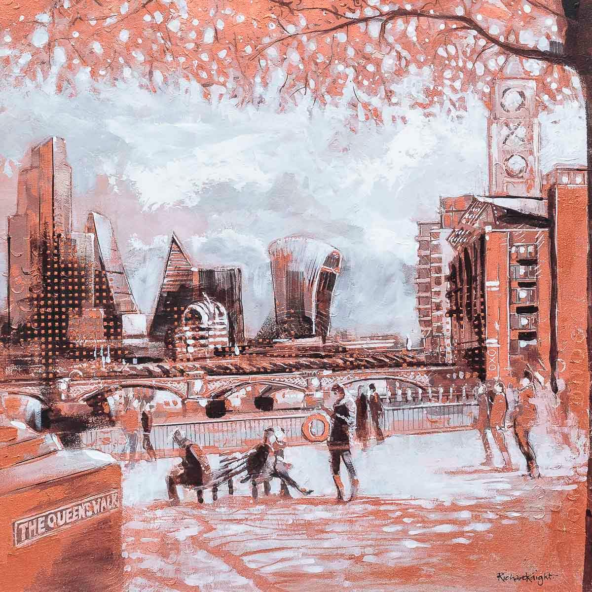 The Queens Walk - Original - SOLD by artist Richard Knight - Wyecliffe Galleries