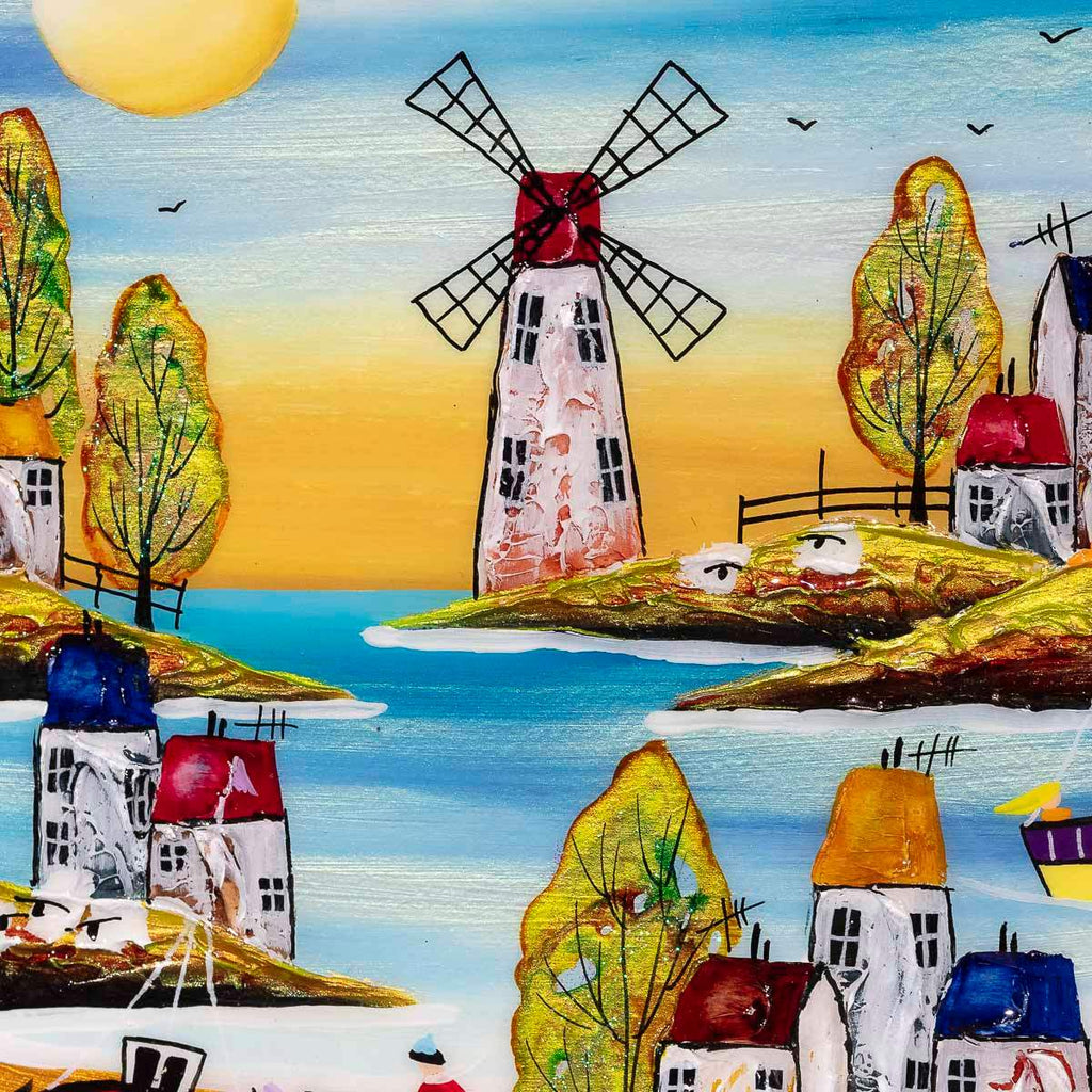 Coastal Town - Original - SOLD by artist Rozanne Bell - Wyecliffe Galleries