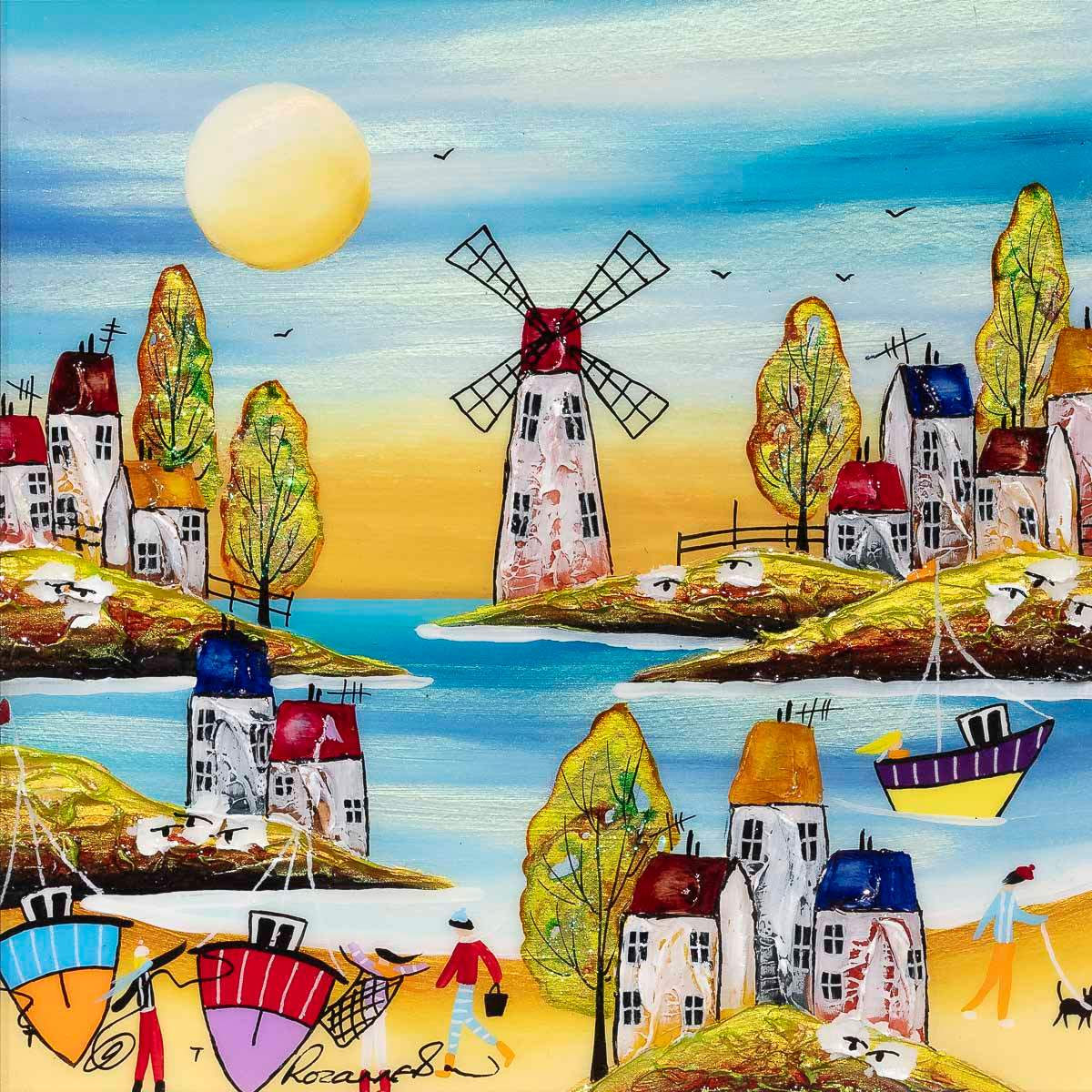 Coastal Town - Original - SOLD by artist Rozanne Bell - Wyecliffe Galleries