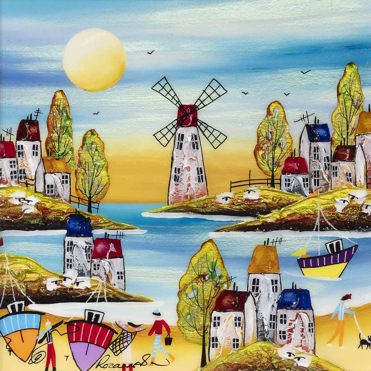 Coastal Town - Original Rozanne Bell Original