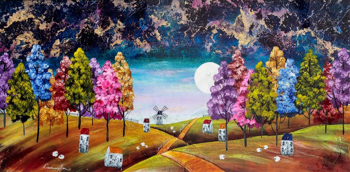 Evening Of Colour - Original - SOLD by artist Rozanne Bell - Wyecliffe Galleries