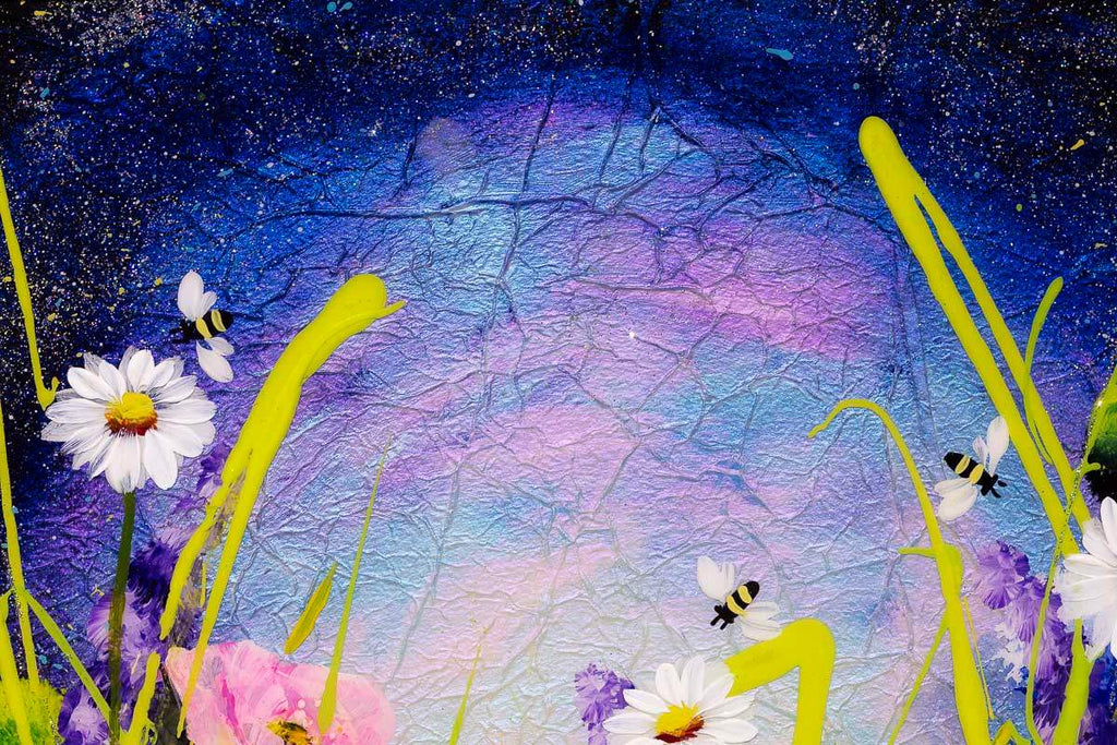 Flowers and Bees - Original - SOLD by artist Rozanne Bell - Wyecliffe Galleries