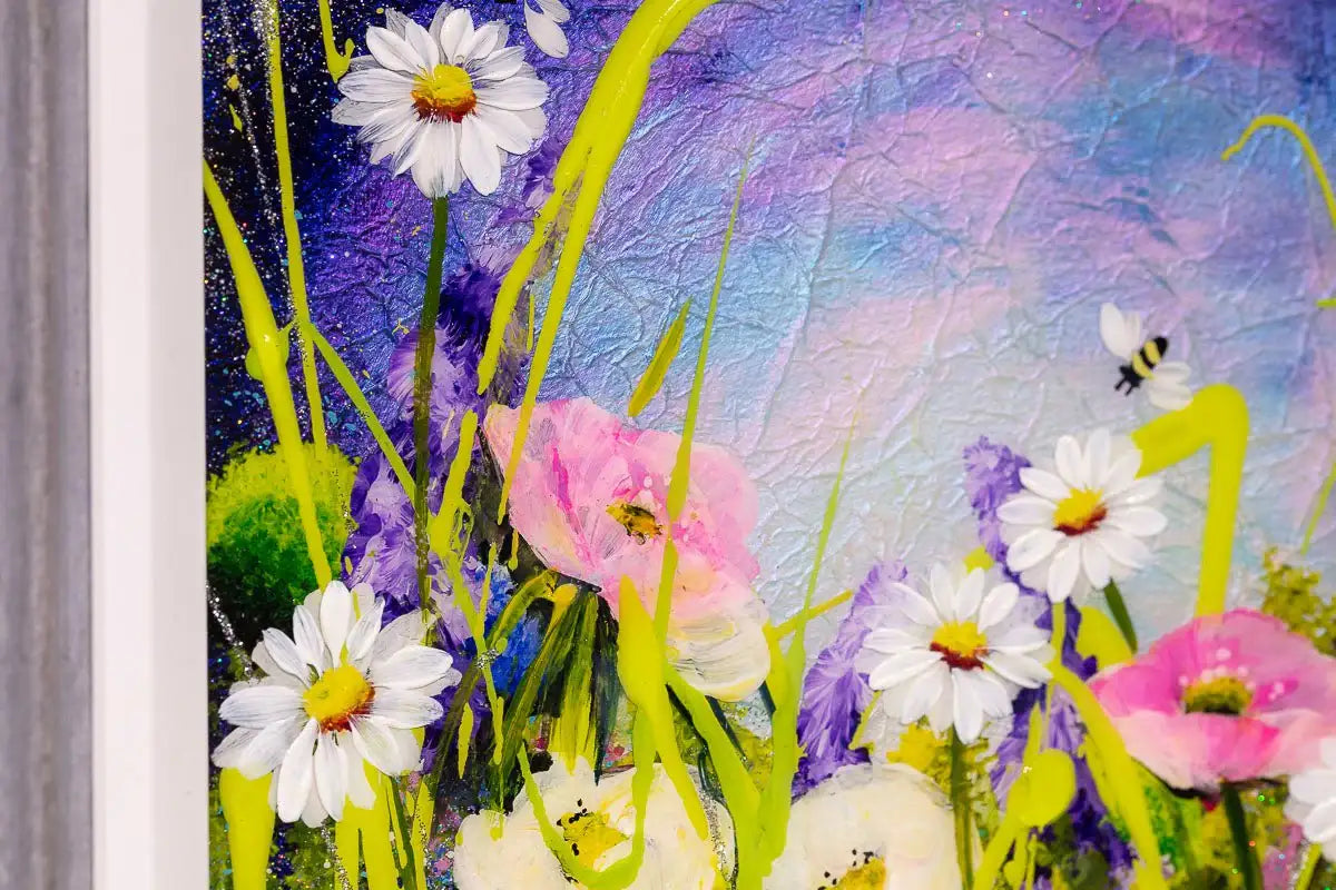 Flowers and Bees - Original - SOLD by artist Rozanne Bell - Wyecliffe Galleries