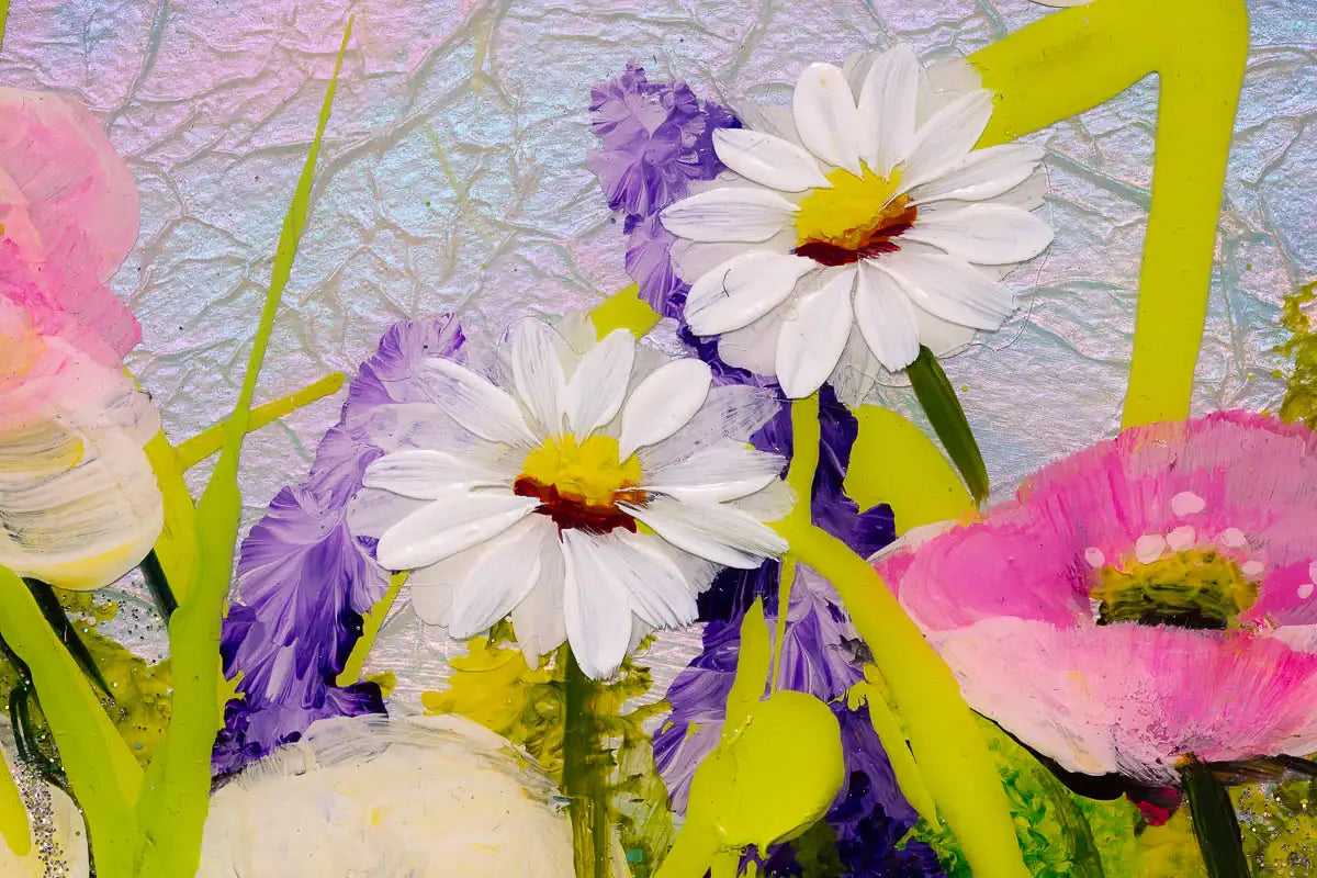 Flowers and Bees - Original - SOLD by artist Rozanne Bell - Wyecliffe Galleries