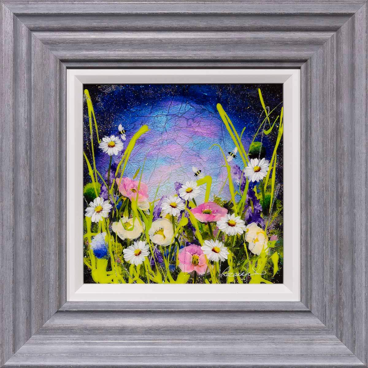 Flowers and Bees - Original - SOLD by artist Rozanne Bell - Wyecliffe Galleries
