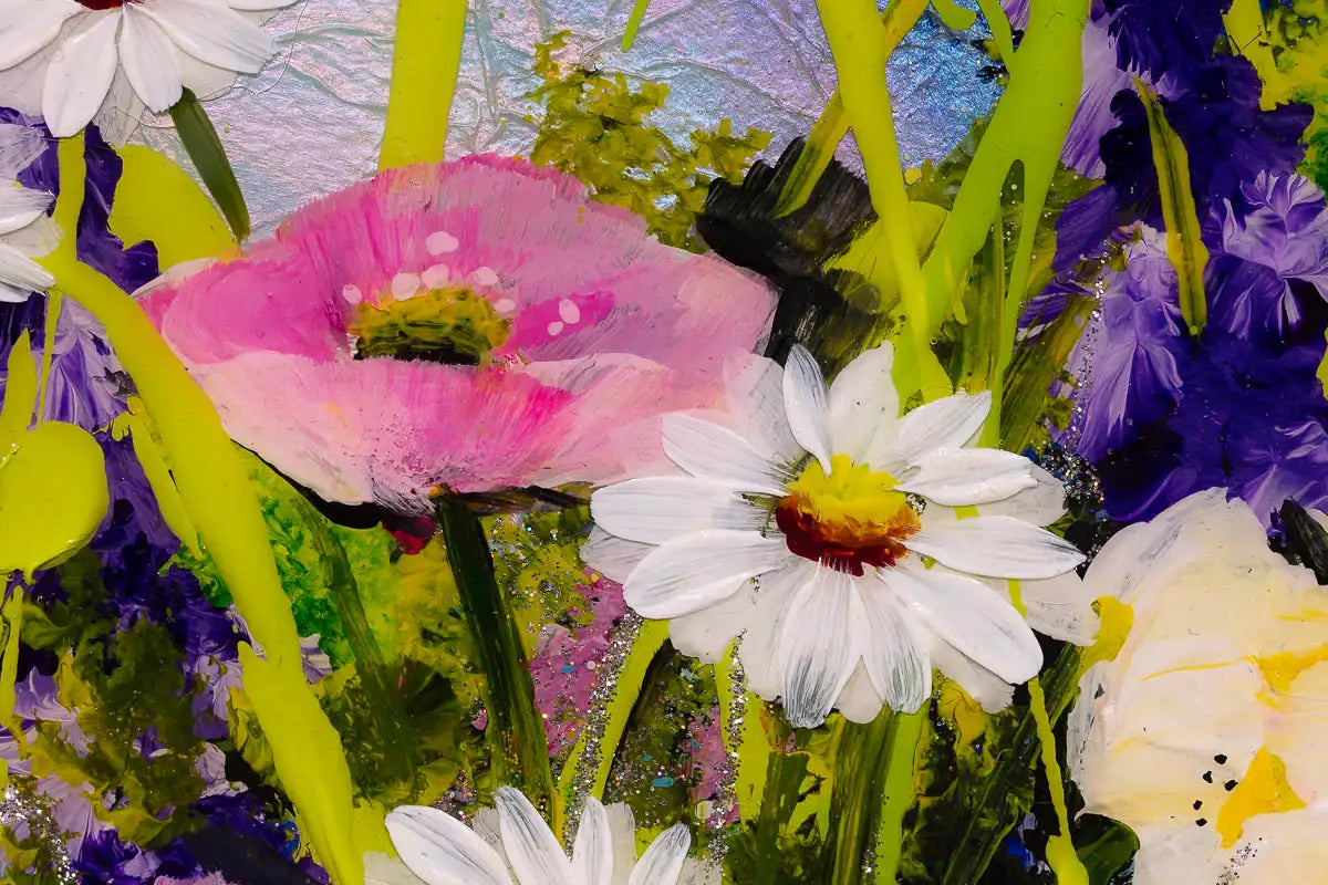 Flowers and Bees - Original - SOLD by artist Rozanne Bell - Wyecliffe Galleries