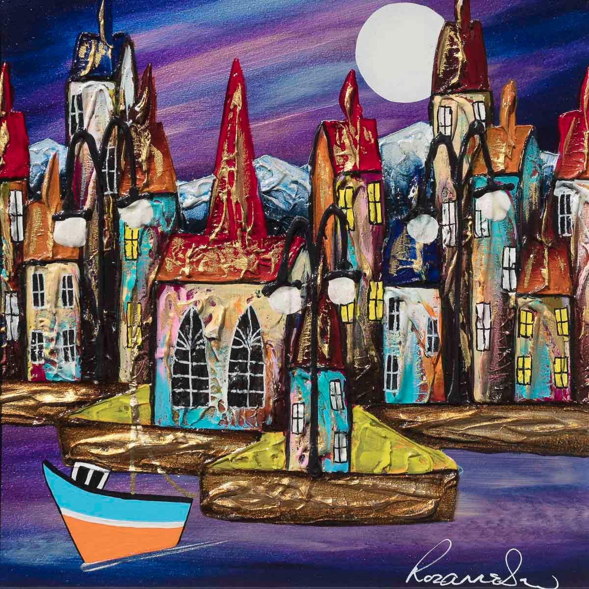 Harbour Illumination - Original by artist Rozanne Bell - Wyecliffe Galleries