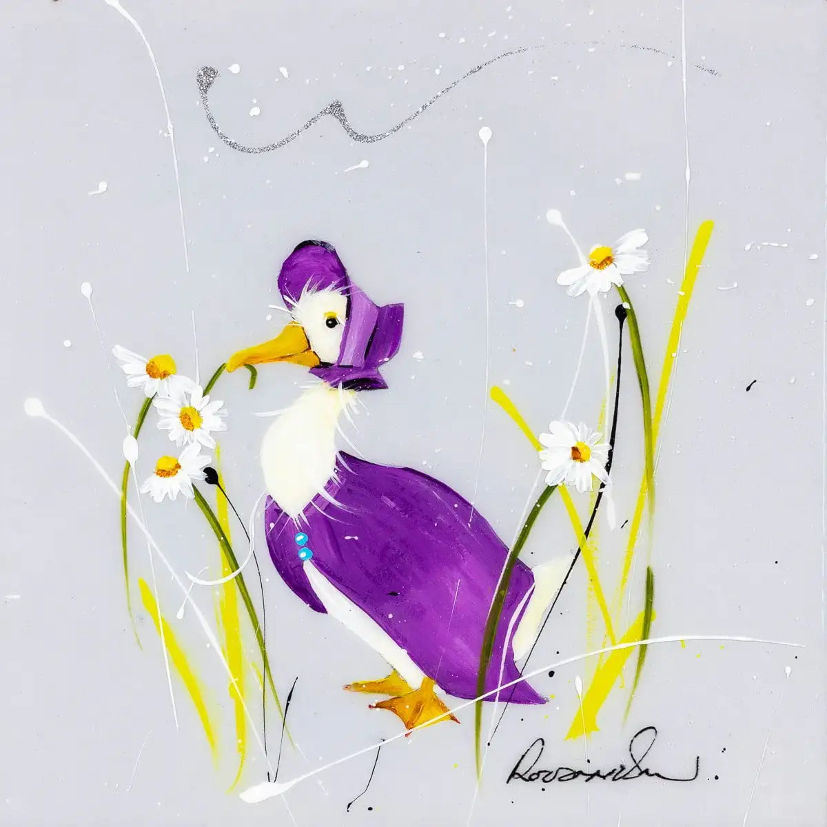 Jemima Puddle Duck (Purple) - Original - SOLD by artist Rozanne Bell - Wyecliffe Galleries