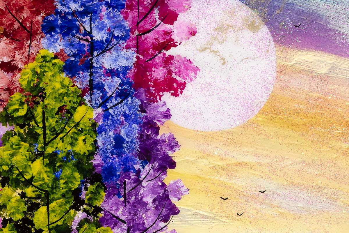 Moonlight Through The Trees - Original - SOLD by artist Rozanne Bell - Wyecliffe Galleries