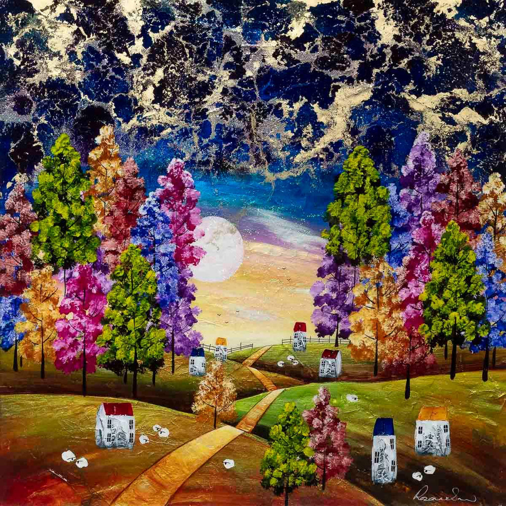 Moonlight Through The Trees - Original - SOLD by artist Rozanne Bell - Wyecliffe Galleries