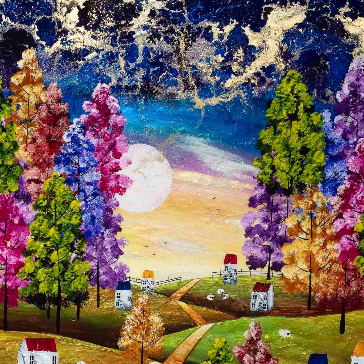Moonlight Through The Trees - Original - SOLD by artist Rozanne Bell - Wyecliffe Galleries