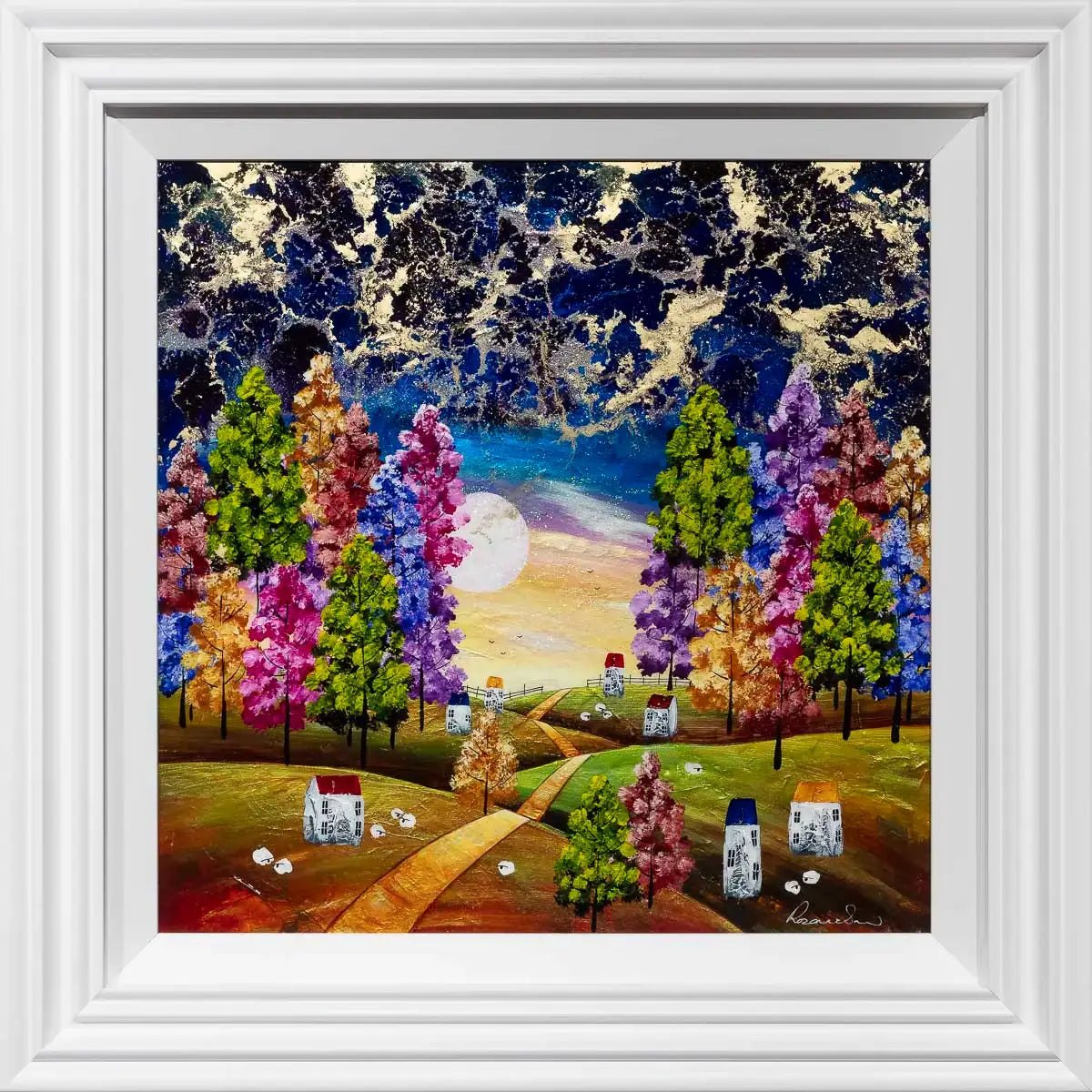 Moonlight Through The Trees - Original - SOLD by artist Rozanne Bell - Wyecliffe Galleries
