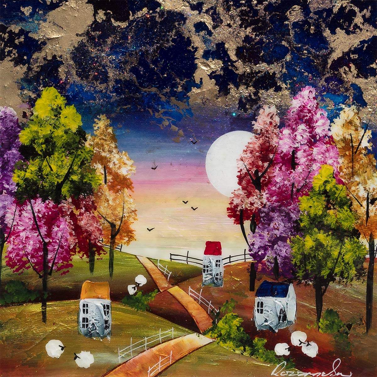 Moonlit Adventures Await - Original by artist Rozanne Bell - Wyecliffe Galleries