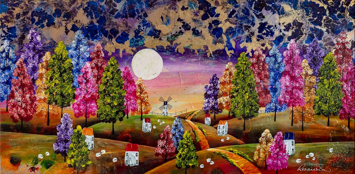 Moonlit Trees - Original - SOLD by artist Rozanne Bell - Wyecliffe Galleries