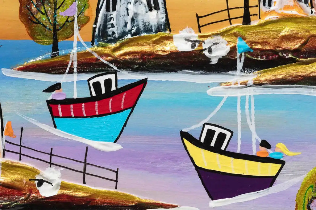 Sunlit Harbour - Original by artist Rozanne Bell - Wyecliffe Galleries