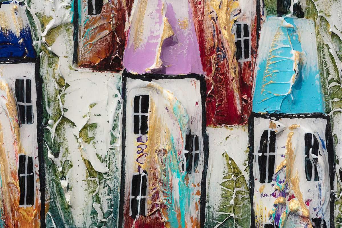 Village Life - Original by artist Rozanne Bell - Wyecliffe Galleries