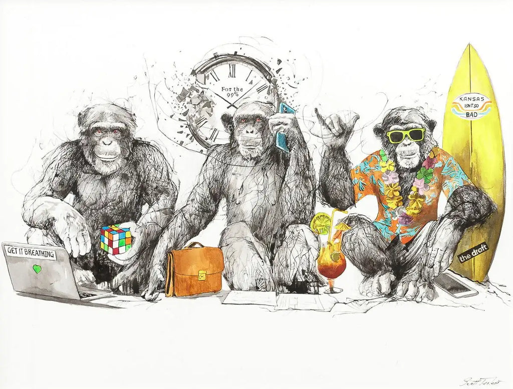 Monkey Business - Original - SOLD by artist Scott Tetlow - Wyecliffe Galleries