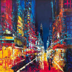 Bright Lights In The City - Original - SOLD by artist Simon Wright - Wyecliffe Galleries