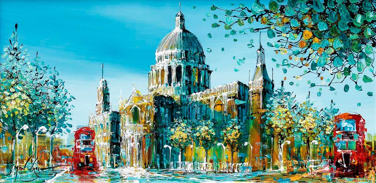 Evening Glow Over St Paul's - Original - SOLD by artist Simon Wright - Wyecliffe Galleries