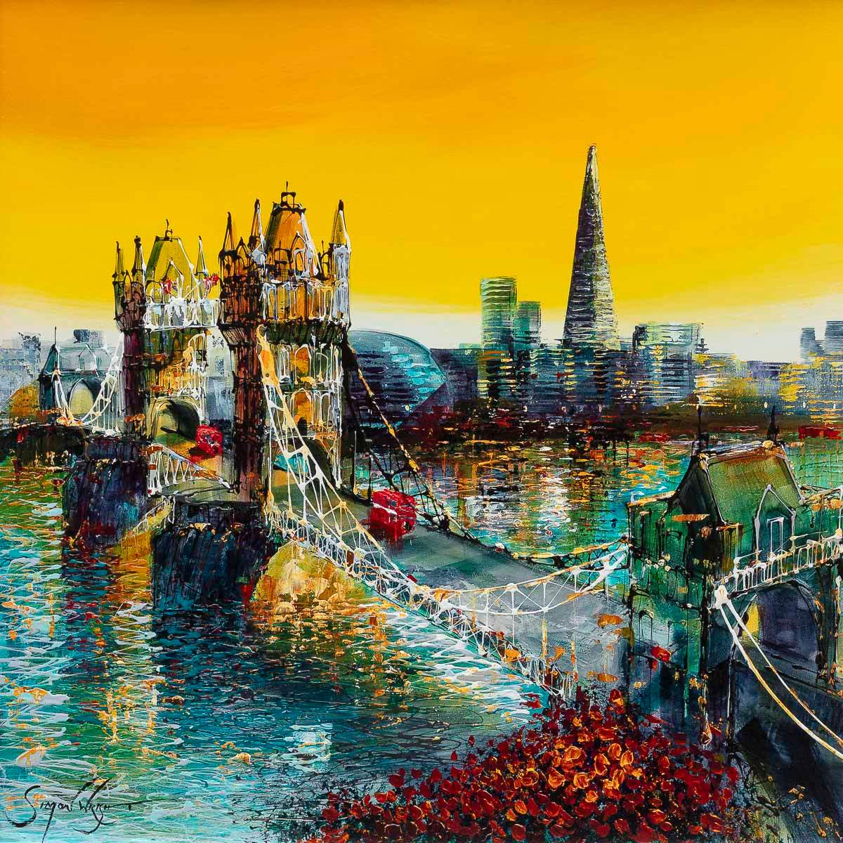 Glow Over London - Original - SOLD by artist Simon Wright - Wyecliffe Galleries