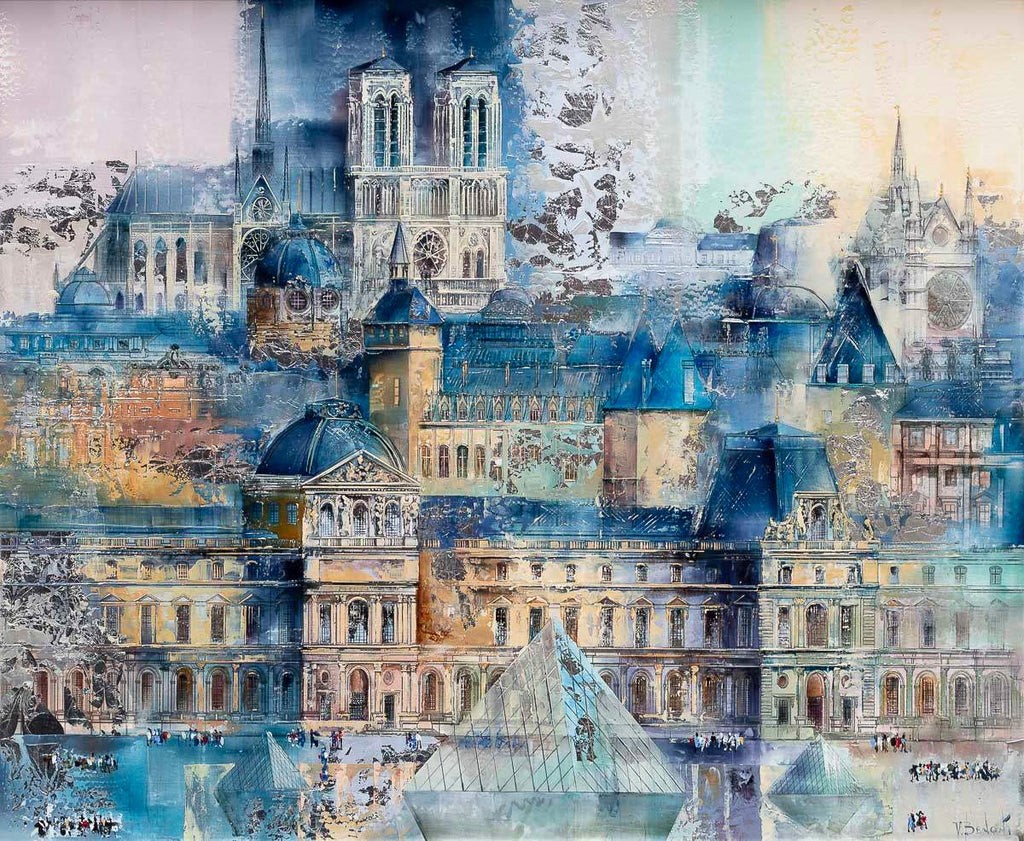 Parisian Blues - Original by artist Veronika Benoni - Wyecliffe Galleries