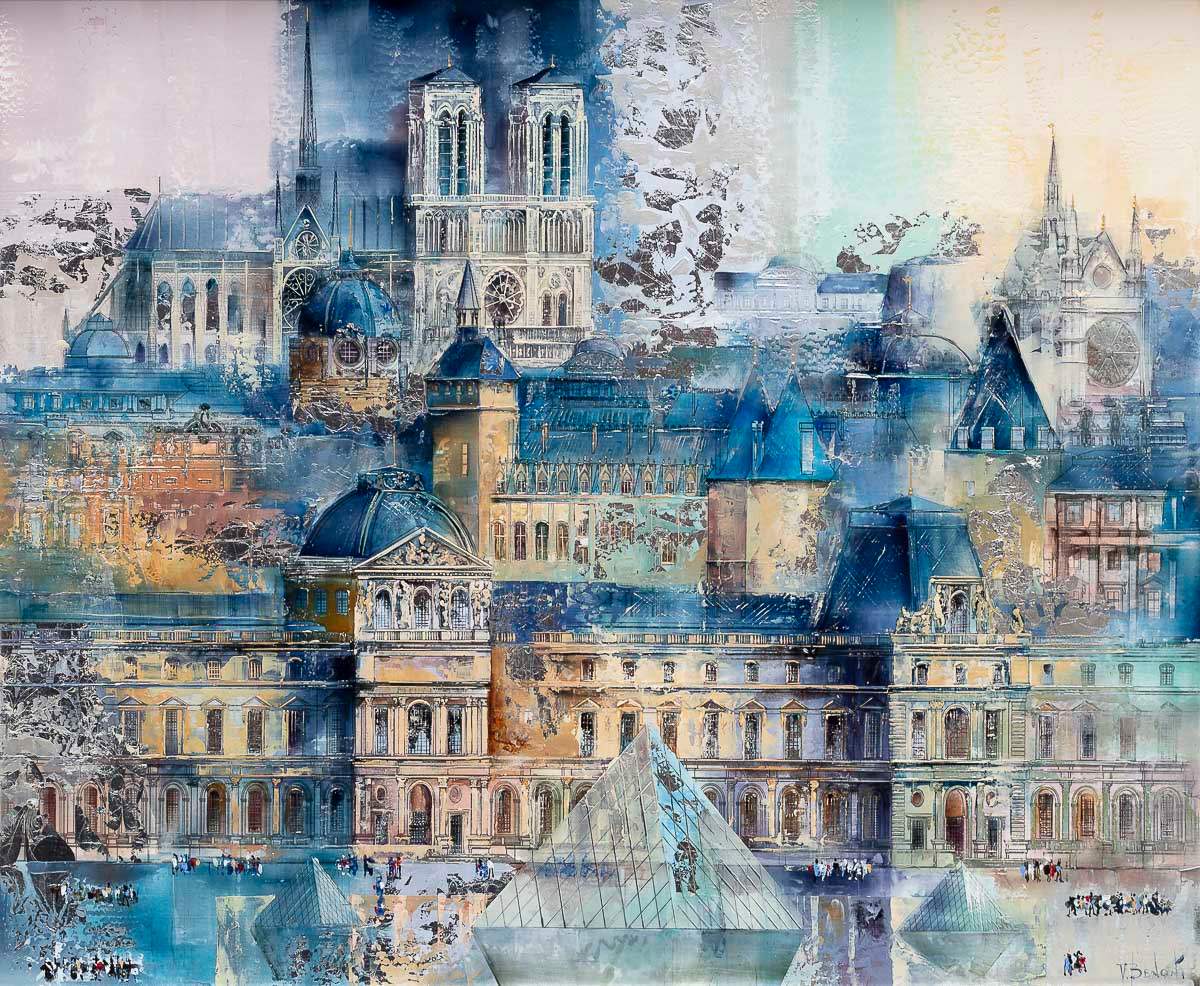 Parisian Blues - Original by artist Veronika Benoni - Wyecliffe Galleries