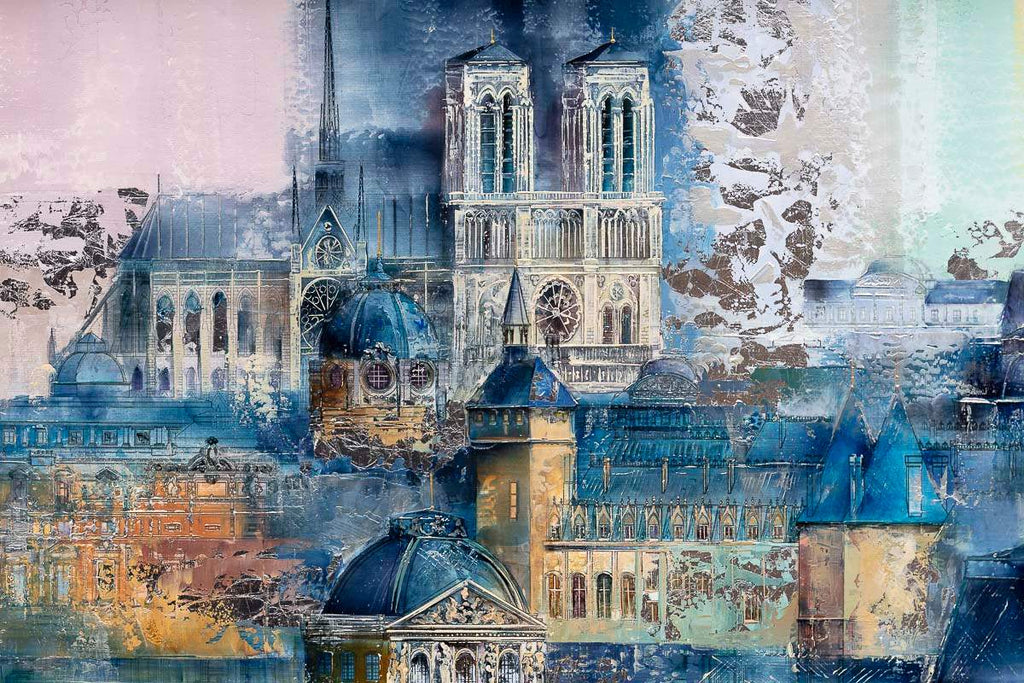Parisian Blues - Original by artist Veronika Benoni - Wyecliffe Galleries