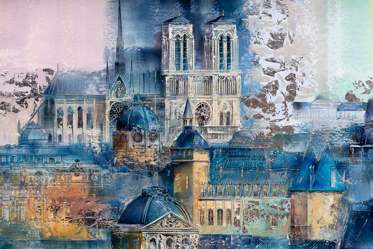 Parisian Blues - Original by artist Veronika Benoni - Wyecliffe Galleries