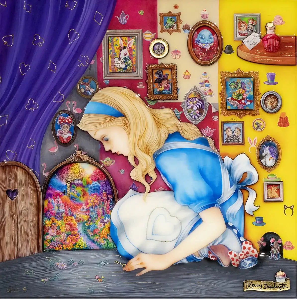Alice Finds The Little Door - GOLD Edition by artist Wyecliffe Original Art - Wyecliffe Galleries