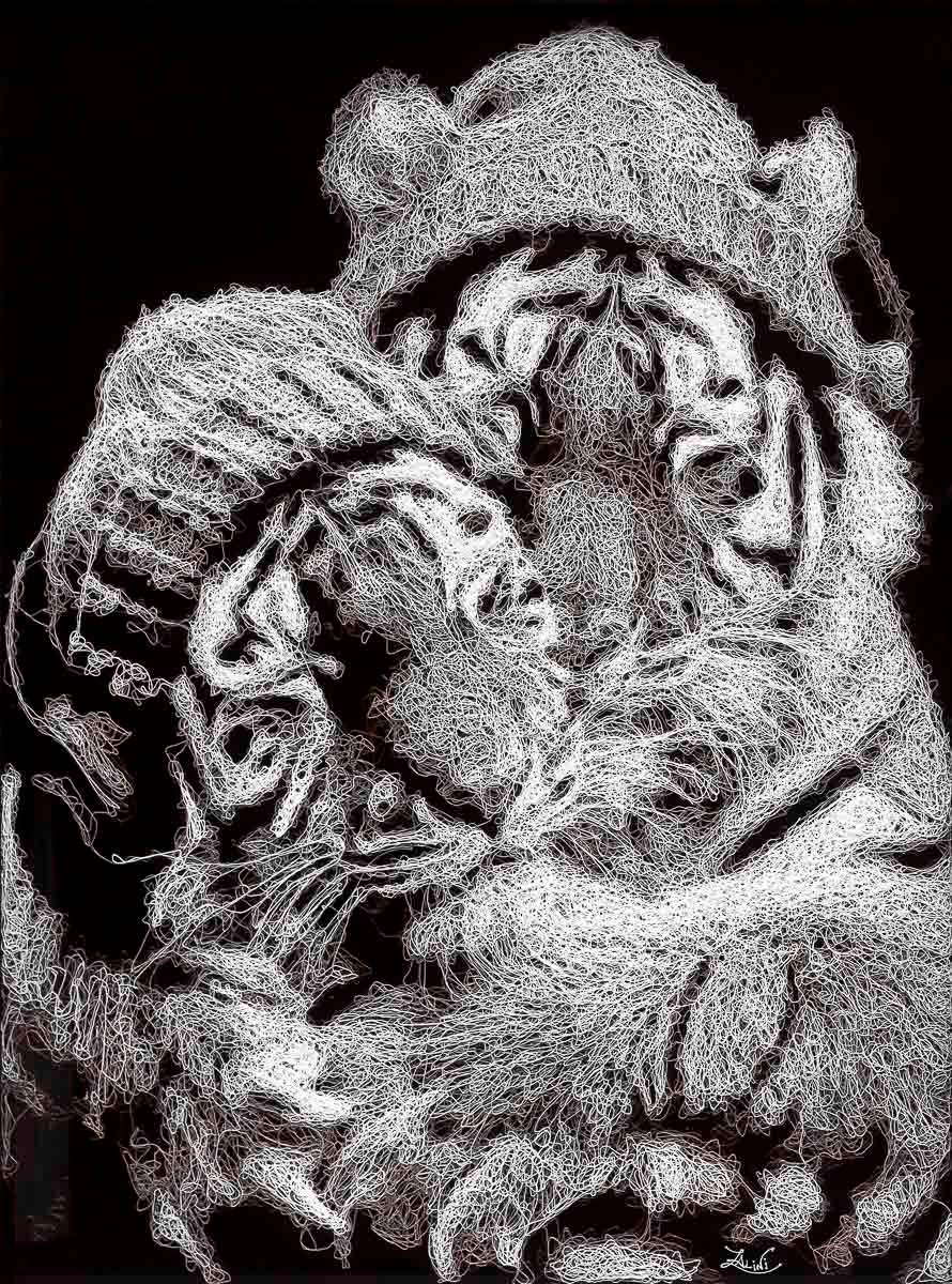 Bites N Cuddles - Original - SOLD by artist Zalini - Wyecliffe Galleries