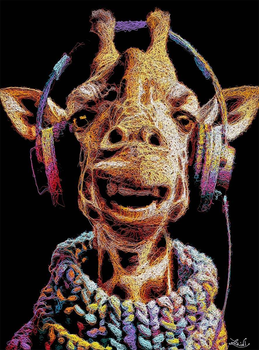 DJ Knitty G - Original - SOLD by artist Zalini - Wyecliffe Galleries