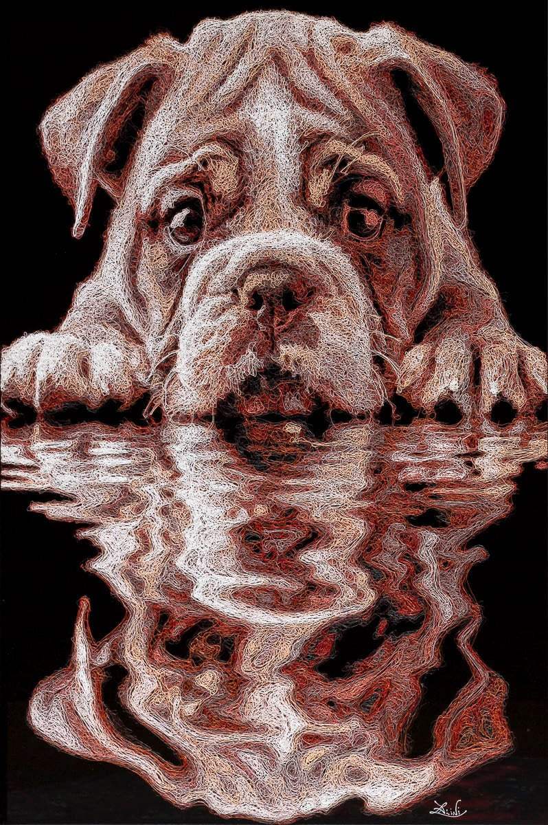 Puddle Pup - Original - SOLD by artist Zalini - Wyecliffe Galleries