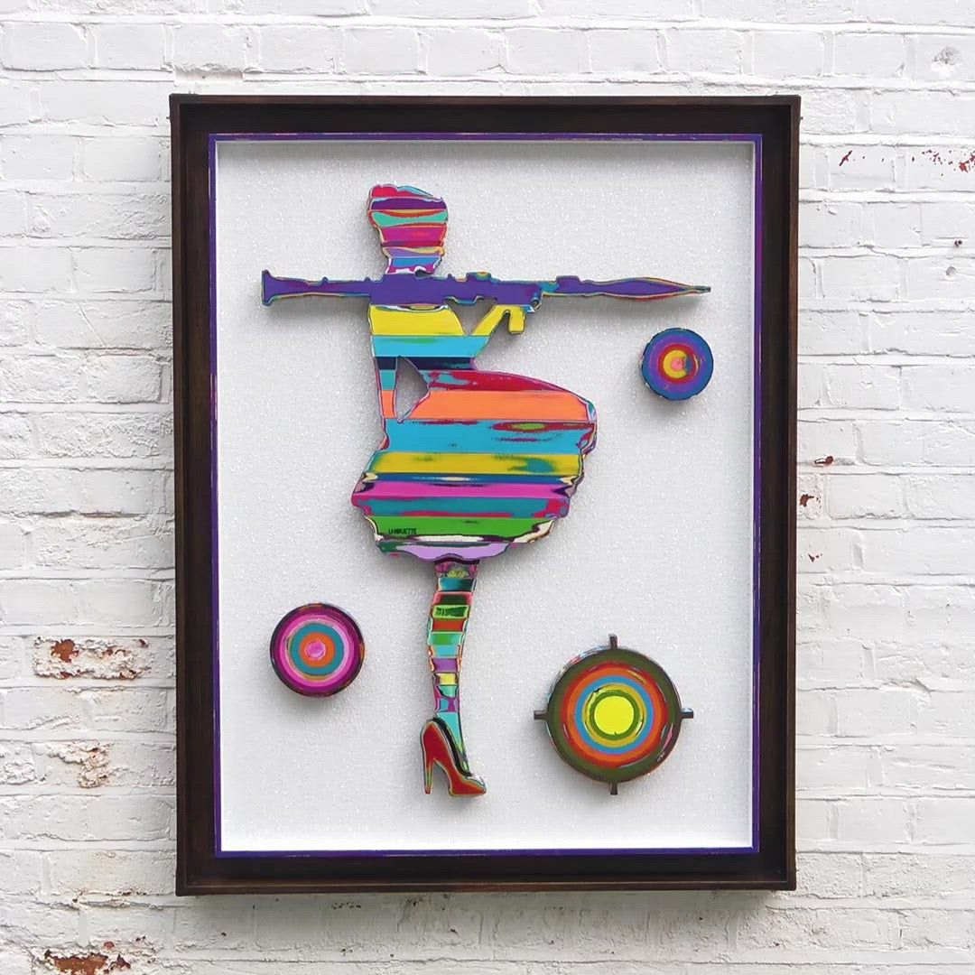 Bazooka Jo - Scratched Back Framed Sculpture - Original - SOLD