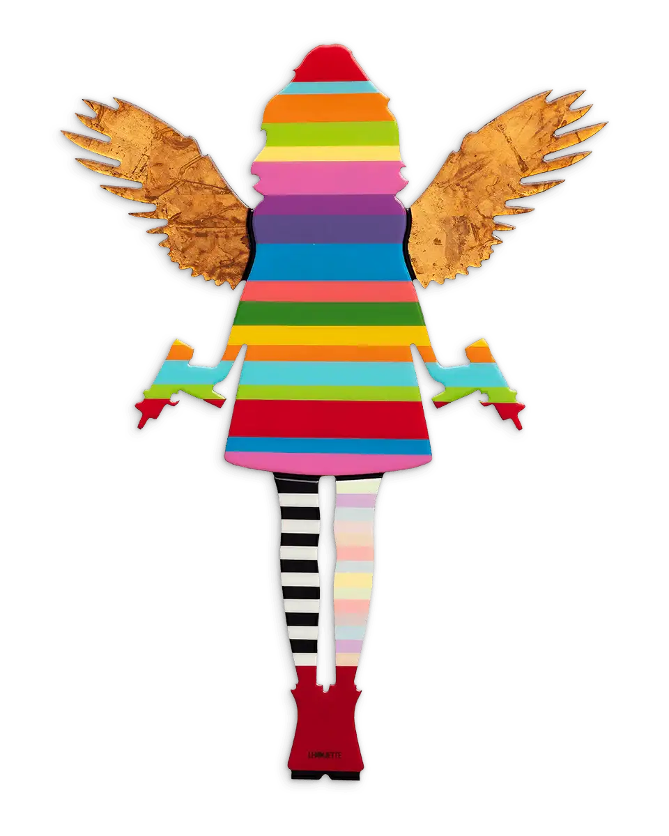 Angel Cake Miniature - Vibrant Stripes - Original - SOLD by artist Lhouette - Wyecliffe Galleries